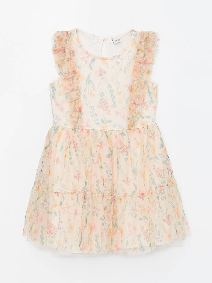 Bicycle Collar Floral Girl's Tulle Dress - 1