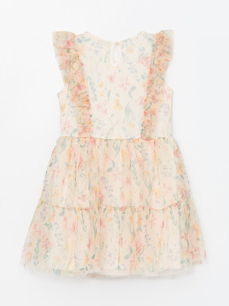 Bicycle Collar Floral Girl's Tulle Dress - 2