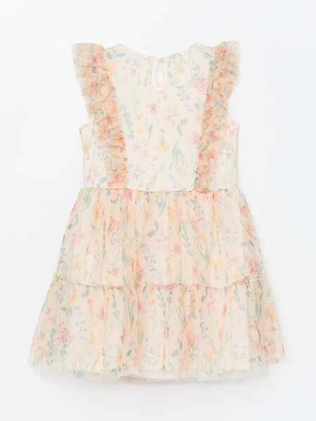 Bicycle Collar Floral Girl's Tulle Dress - 4