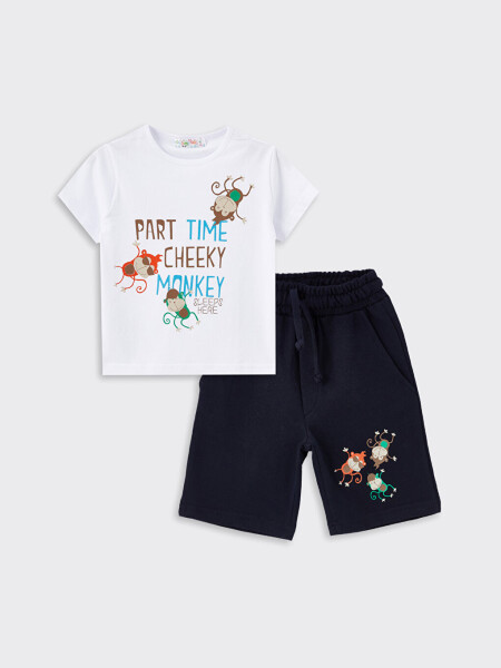 Bicycle Collar Printed Baby Boy T-shirt and Shorts 2-Piece Set - 8