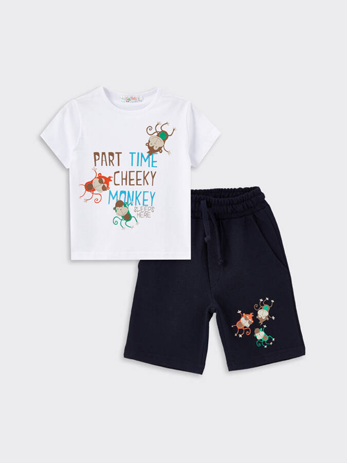 Bicycle Collar Printed Baby Boy T-shirt and Shorts 2-Piece Set - 1