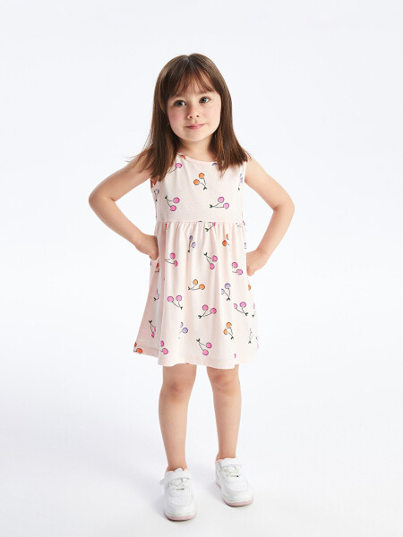 Bicycle Collar Printed Baby Girl Dress - 8