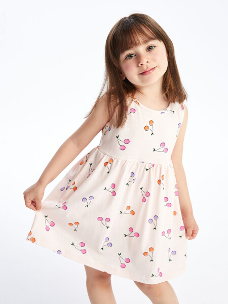 Bicycle Collar Printed Baby Girl Dress - 1