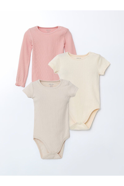 Bicycle Collar Printed Baby Girl Snap Button Bodysuit 3 Pieces - 1