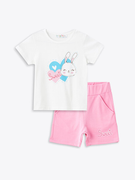 Bicycle Collar Printed Baby Girl T-Shirt and Shorts 2-Piece Set - 8