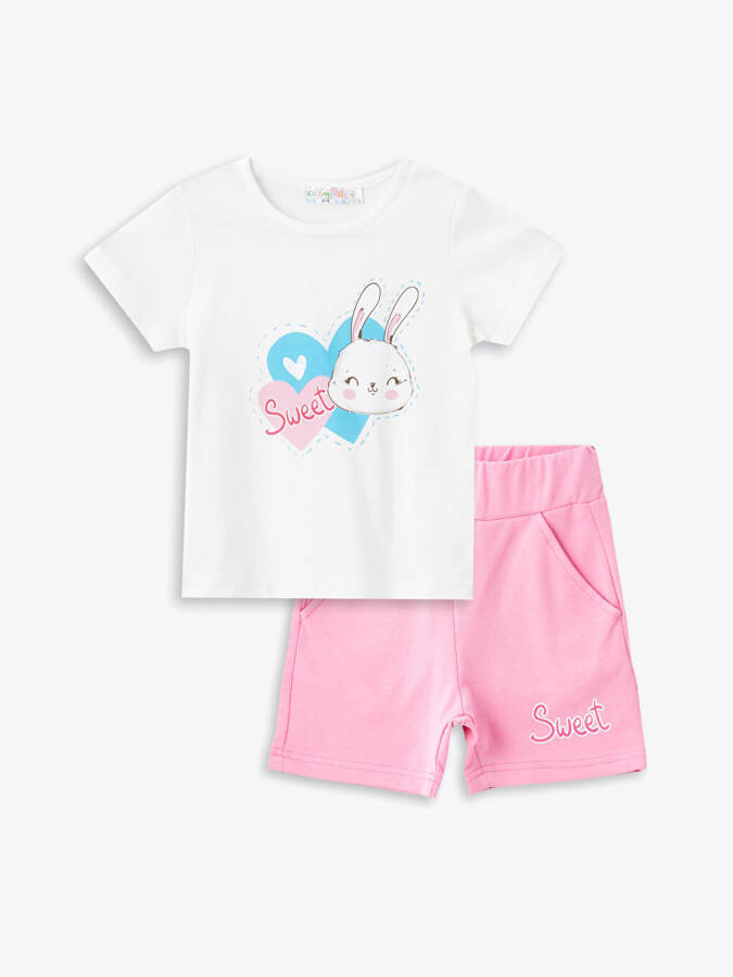 Bicycle Collar Printed Baby Girl T-Shirt and Shorts 2-Piece Set - 1