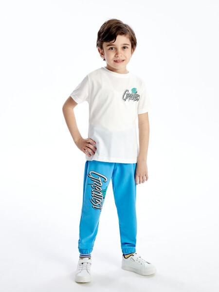 Bicycle Collar Printed Boys T-Shirt and Sweatpants 2-Piece Set - 1