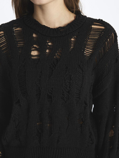 Bicycle Collar Ripped Detail Knit Sweater - Sicily - 9