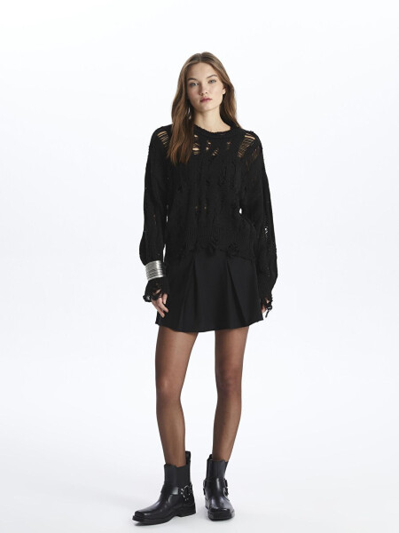 Bicycle Collar Ripped Detail Knit Sweater - Sicily - LC WAIKIKI (1)