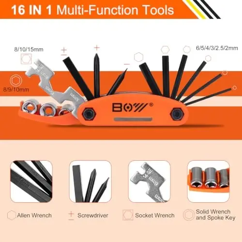 Bicycle Frame Repair Bag with Tire Patch and Inflate Pump - Portable Travel Emergency Tool Kit, Bike Accessories for Adult Bikes with IPX4 Waterproof - 5