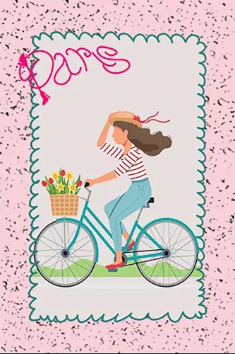 Bicycle Girl Floral Pattern Carpet Digital Printing Washable Non-Slip Base Pink Girls Room Carpet-Pink - PELANGI (1)