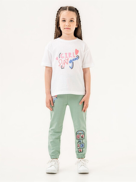 Bicycle Neck Baby Girl T-Shirt and Sweatpants - 4