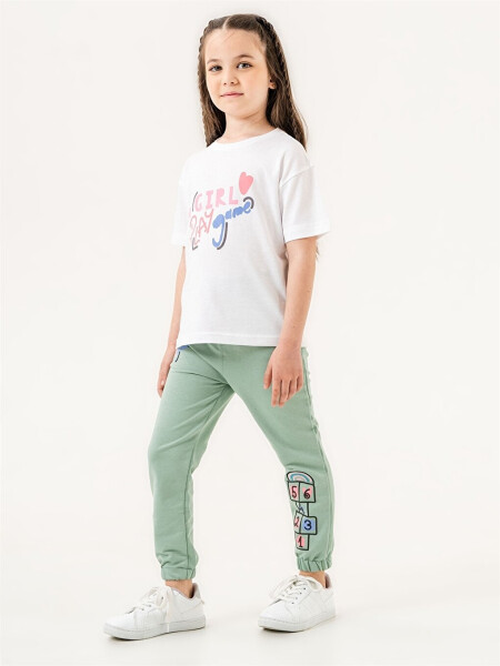 Bicycle Neck Baby Girl T-Shirt and Sweatpants - 5