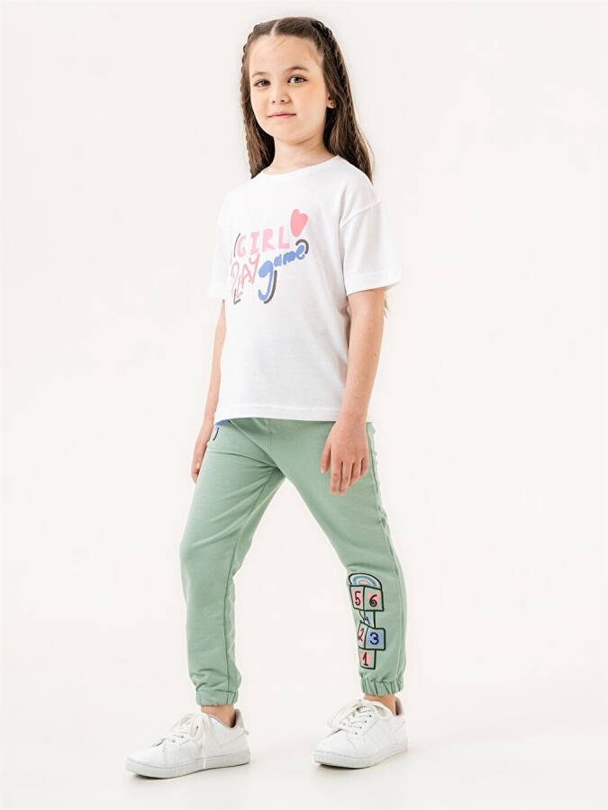 Bicycle Neck Baby Girl T-Shirt and Sweatpants - 5