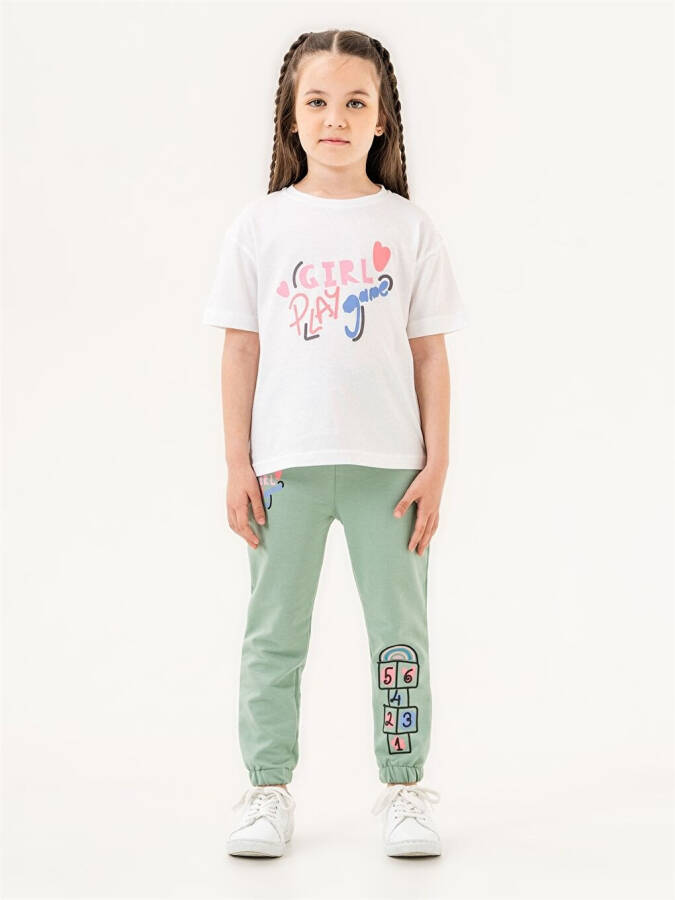 Bicycle Neck Baby Girl T-Shirt and Sweatpants - 1