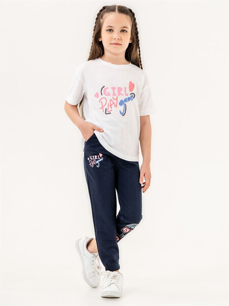 Bicycle Neck Baby Girl T-Shirt and Sweatpants - 4