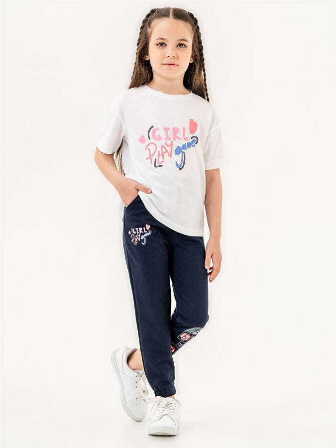 Bicycle Neck Baby Girl T-Shirt and Sweatpants - 4