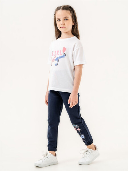 Bicycle Neck Baby Girl T-Shirt and Sweatpants - 5