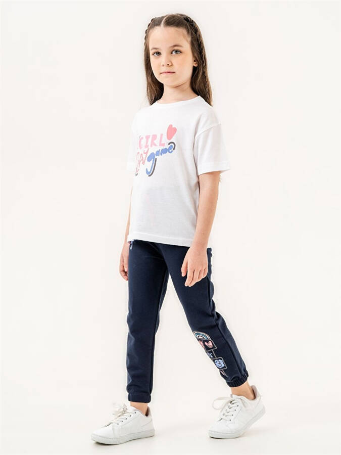 Bicycle Neck Baby Girl T-Shirt and Sweatpants - 2