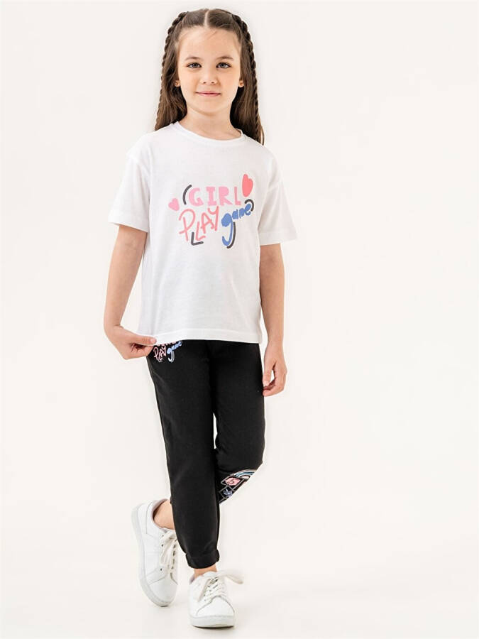 Bicycle Neck Baby Girl T-Shirt and Sweatpants - 4