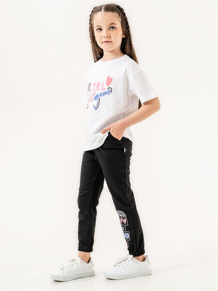 Bicycle Neck Baby Girl T-Shirt and Sweatpants - 5