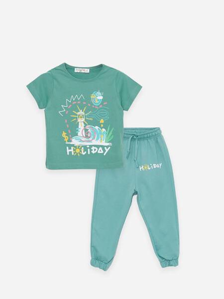 Bicycle Neck Baby Girl T-Shirt and Sweatpants - 6