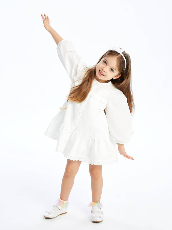 Bicycle Neck Basic Baby Girl Dress - 6