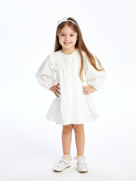 Bicycle Neck Basic Baby Girl Dress - 1
