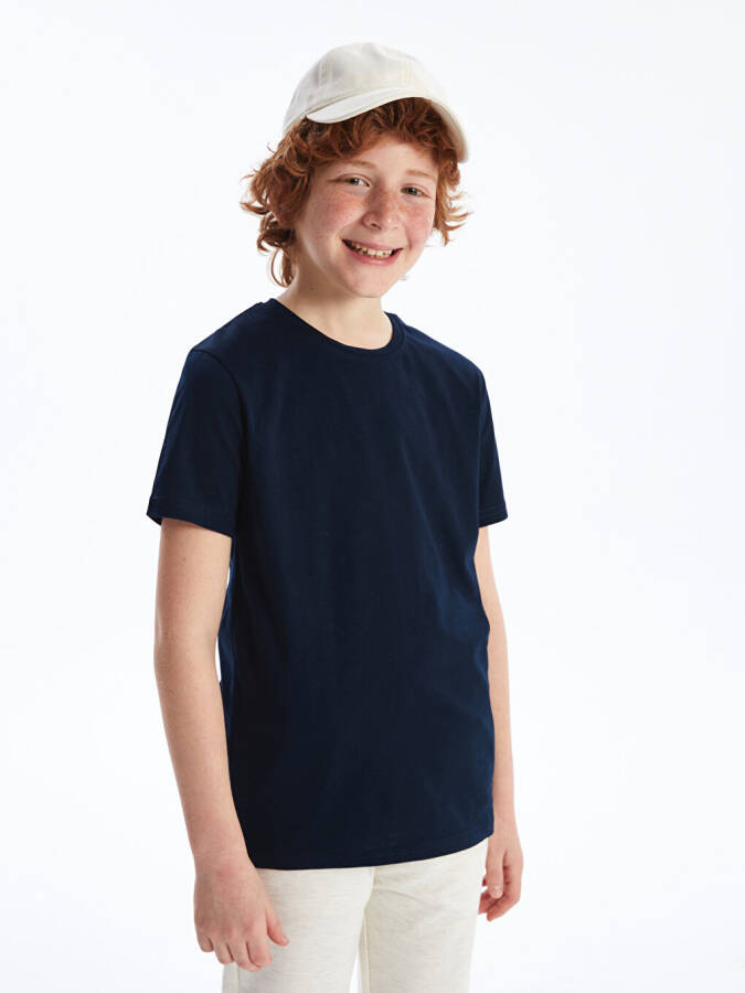 Bicycle Neck Basic Short Sleeve Boys T-Shirt - 1