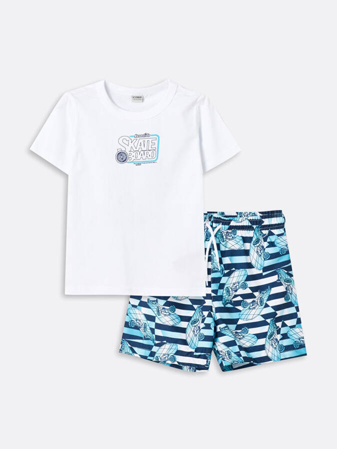 Bicycle Neck Boy's T-Shirt and Swim Shorts - 8