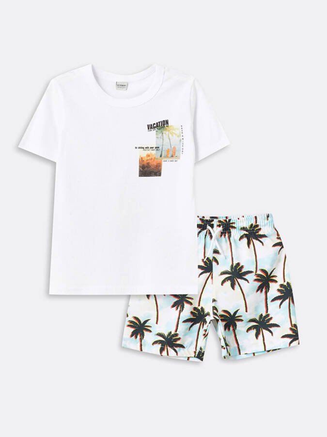 Bicycle Neck Boy's T-shirt and Swim Shorts - 1