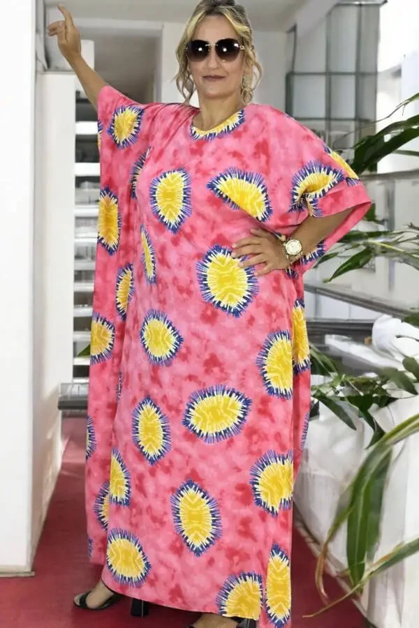 BICYCLE NECK LOW SLEEVE EXTRA LARGE SIZE COTTON VISCOSE PLUS SIZE DRESS SIZE 58-64 - 2