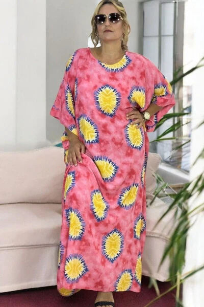 BICYCLE NECK LOW SLEEVE EXTRA LARGE SIZE COTTON VISCOSE PLUS SIZE DRESS SIZE 58-64 - 4