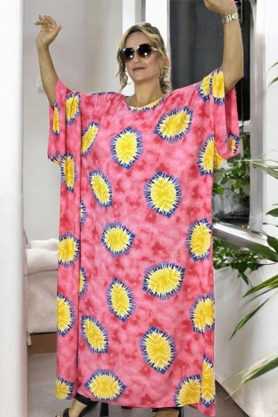 BICYCLE NECK LOW SLEEVE EXTRA LARGE SIZE COTTON VISCOSE PLUS SIZE DRESS SIZE 58-64 - 6