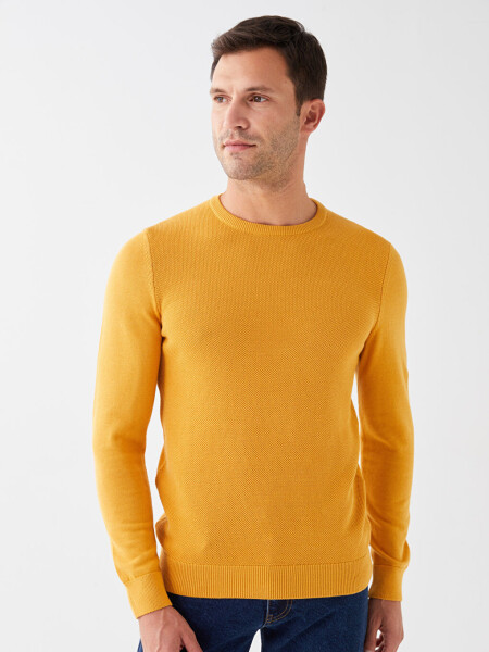 Bicycle Neck Men's Knit Sweater-Yellow - LC WAIKIKI