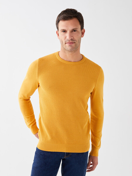 Bicycle Neck Men's Knit Sweater-Yellow - LC WAIKIKI (1)