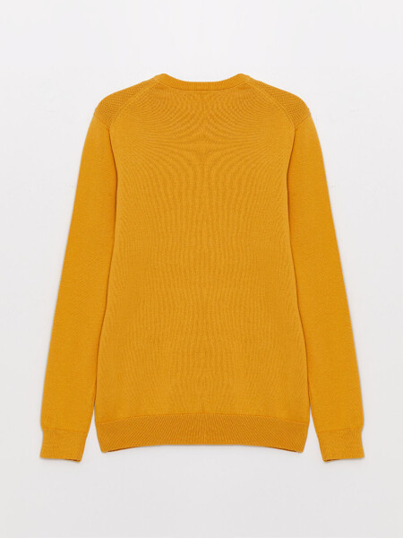 Bicycle Neck Men's Knit Sweater-Yellow - 7