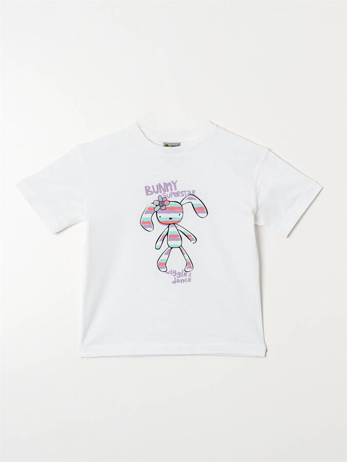 Bicycle Neck Printed Baby Girl T-shirt - 4