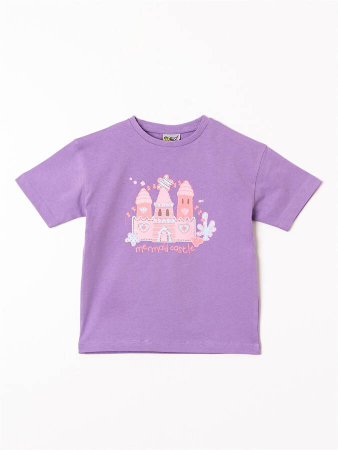 Bicycle Neck Printed Baby Girl T-Shirt - 6