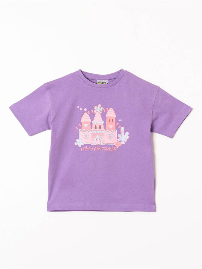 Bicycle Neck Printed Baby Girl T-Shirt - 1