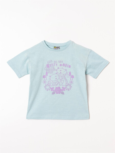 Bicycle Neck Printed Baby Girl T-shirt - 6