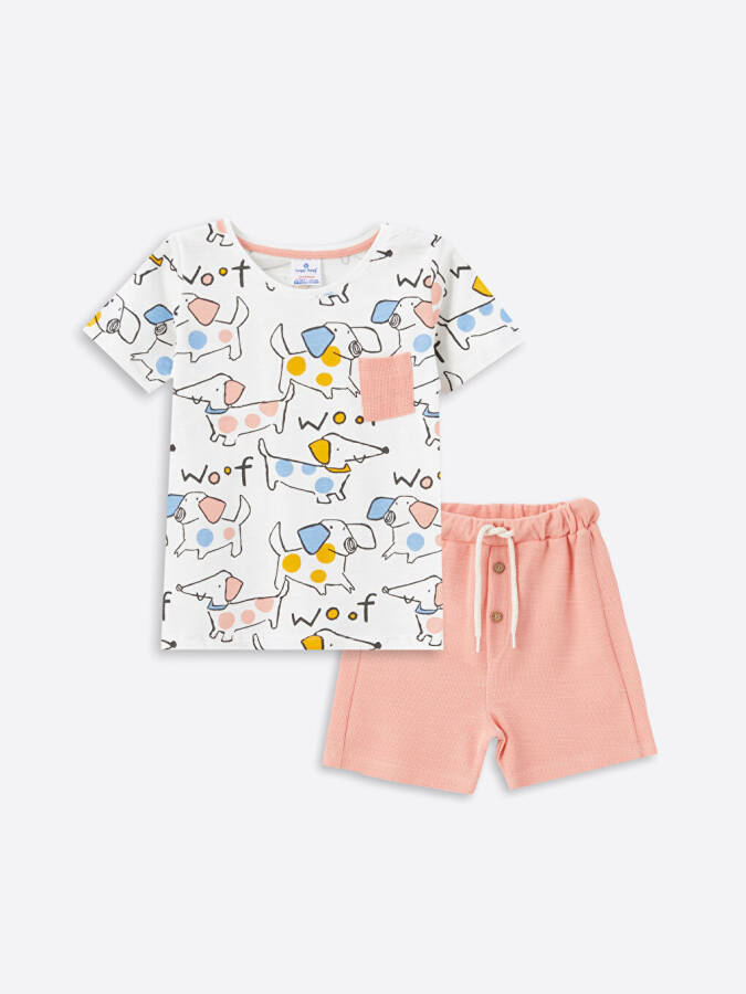 Bicycle Neck Printed Baby Girl T-shirt and Shorts 2-Piece Set - 1