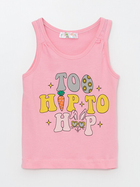 Bicycle Neck Printed Baby Girl Tank Top - 4