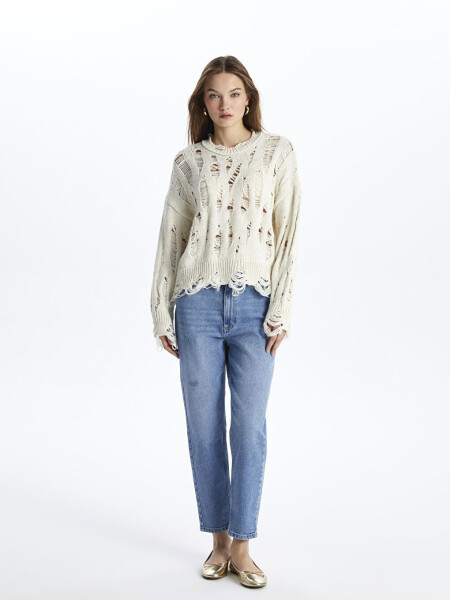 Bicycle Neck Ripped Detail Knit Sweater - Sicily - 3