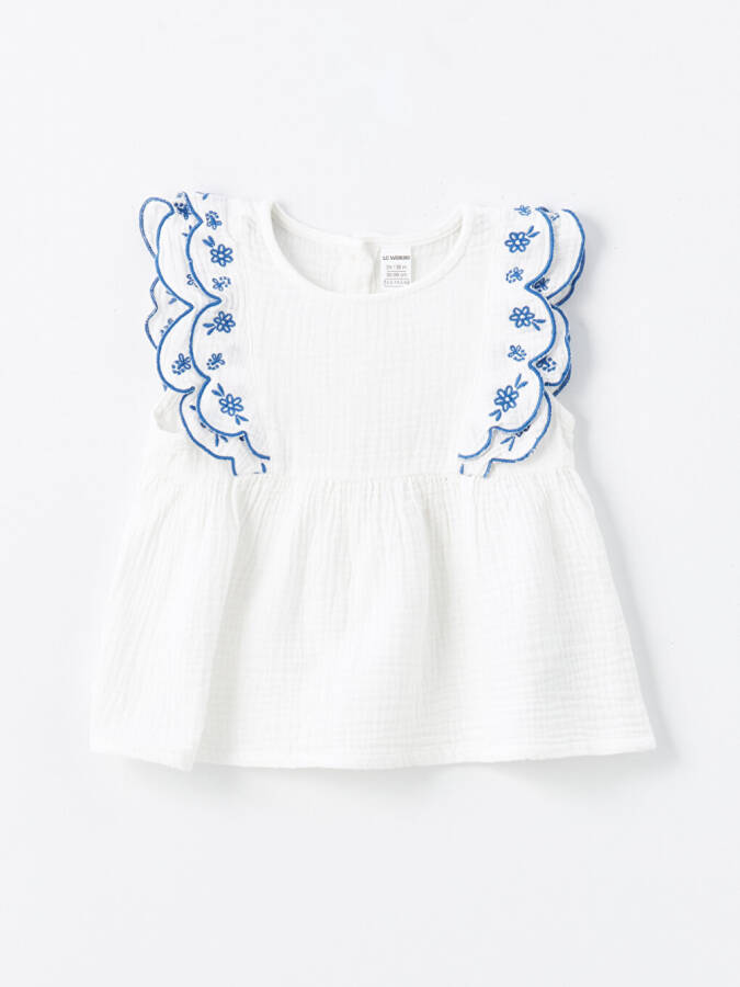 Bicycle Neck Short Sleeved Baby Girl Blouse and Trousers 2 Piece Set - 7