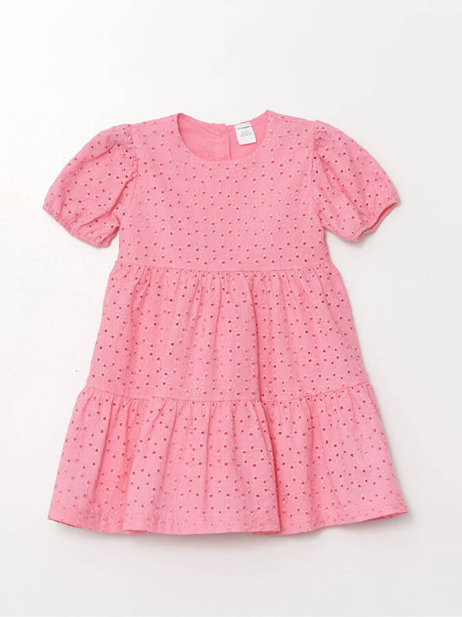 Bicycle Neck Short Sleeved Embroidered Baby Girl Dress - 3