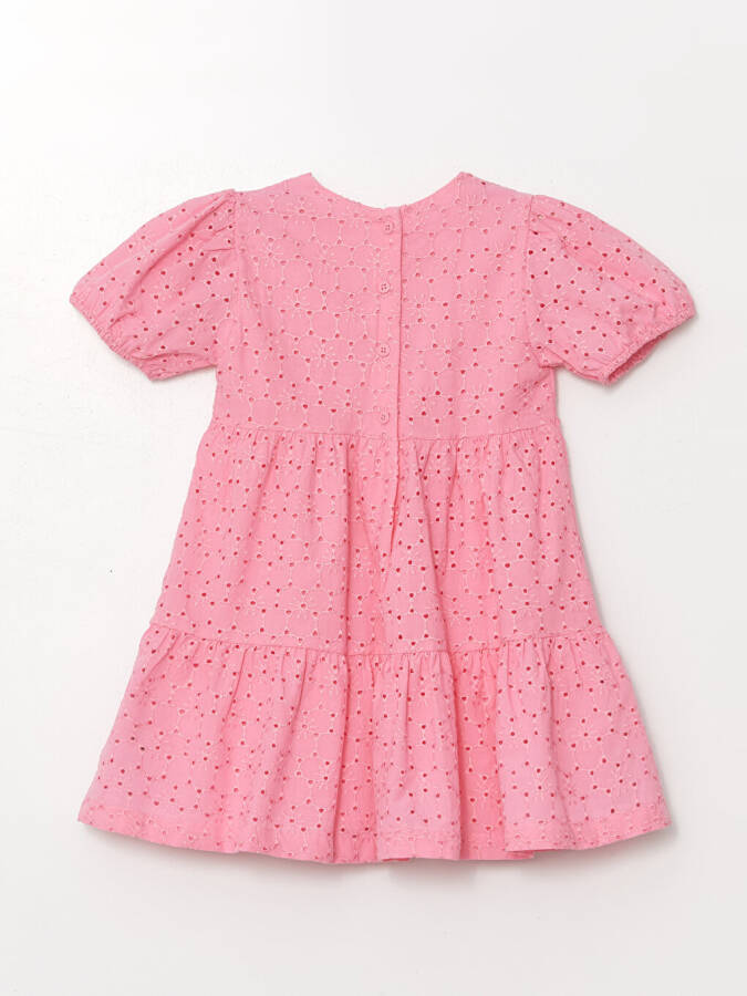 Bicycle Neck Short Sleeved Embroidered Baby Girl Dress - 4