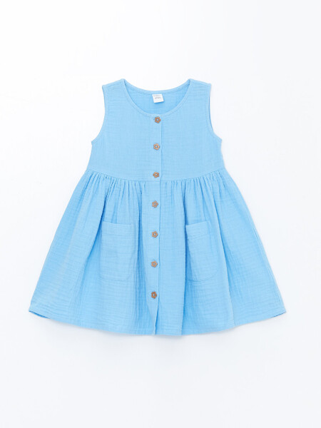 Bicycle Neck Sleeveless Basic Baby Girl Dress - 3