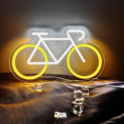 Bicycle Neon Signs for Man Cave, Gifts for Bicycle Enthusiasts, Bike Neon Sign for Home Decor, 13.9 * 8.1 Inch Cycling Wall Decor, 5V USB Powered - S SPLENDID SOUND