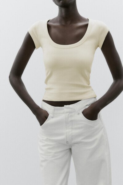 BICYCLE YAKA T-SHIRT-Butter - MODAZONE (1)